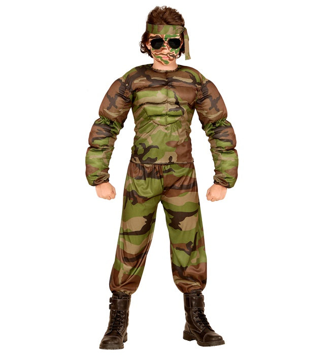 "SUPER MUSCLE SOLDIER" (muscle shirt, pants, headband) ((Costumes Men))