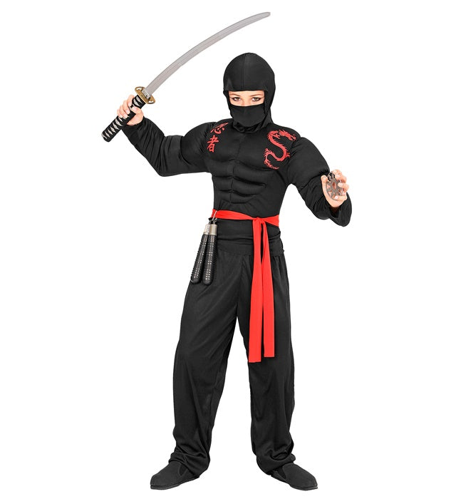 "SUPER MUSCLE NINJA" (hooded muscle shirt, face mask, pants, belt) ((Costumes Men))