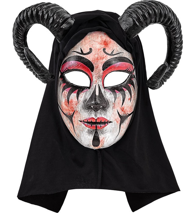 MASK HOODED COMMEDIA DELL'ARTE DEMON WOMAN