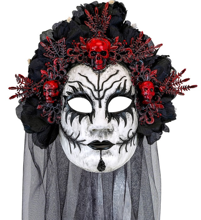 "MASK WITH BLACK ROSES & VEIL DEATH QUEEN" ((Masks Horror))
