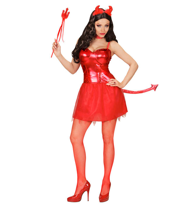 DEVIL GIRL" (DRESS WITH TAIL, CHOKER, HORNS, MINI PITCHFORK)