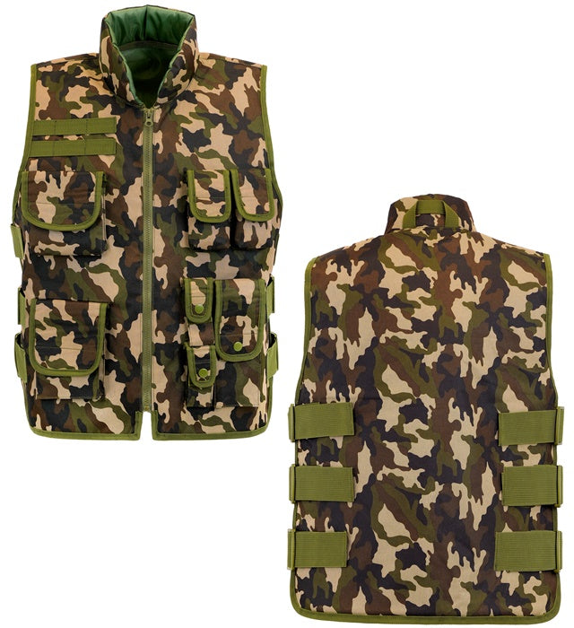 CAMOUFLAGE MILITARY TACTICAL VEST" ADULT SIZE