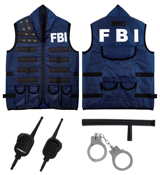 FBI TACTICAL VEST WITH HANDCUFFS, BATON & RADIO" CHILD SIZE