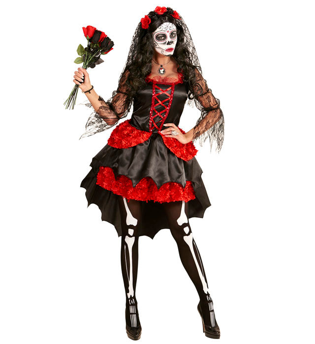 DIA DE LOS MUERTOS BRIDE" (DRESS, FLOWER VEIL)