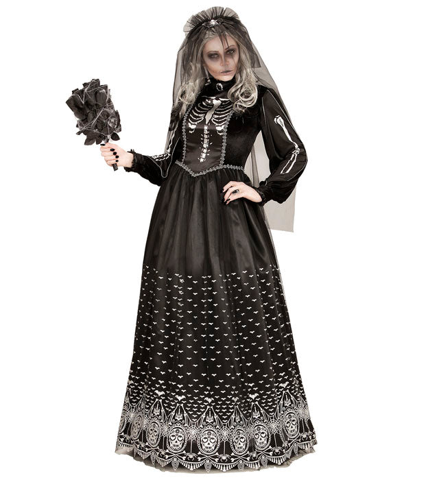 SKELETON BRIDE" (DRES WITH CRINOLINE UNDERSKIRT, BRIDAL VEIL)