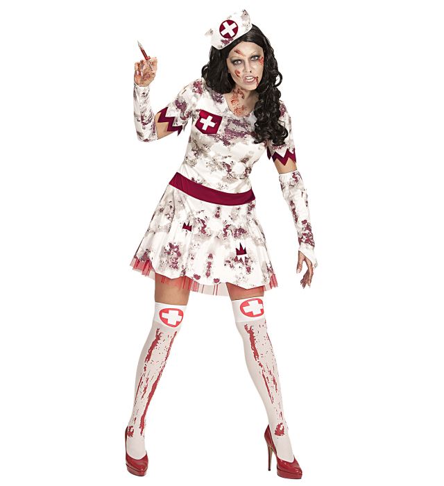 ZOMBIE NURSE" (DRESS, FINGERLESS GLOVES, HEADPIECE)