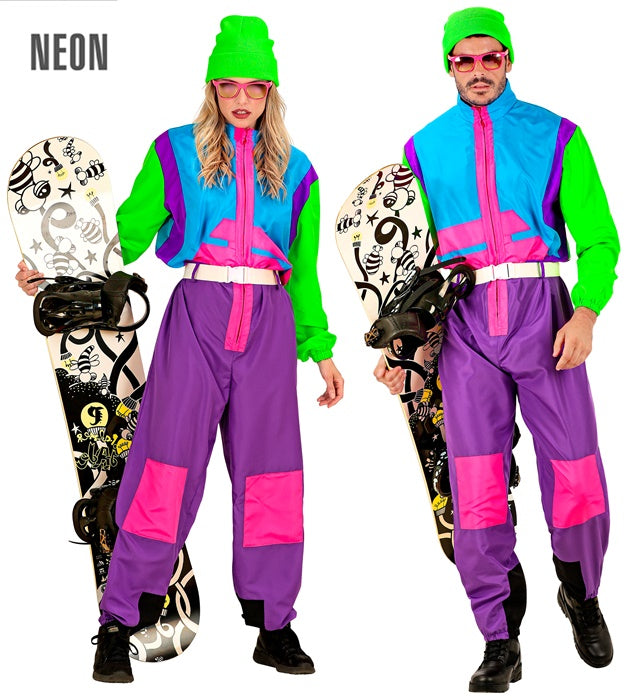 “NEON PURPLE-AZURE-GREEN SKI SUIT" (OVERALLS, BELT)