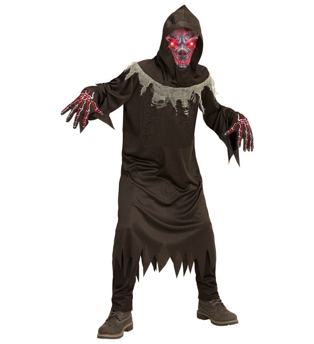 DEMON" (ROBE, GLOVES, HOODED MASKWITH FADE-IN FADE-OUT LIGHT-UP EYES)