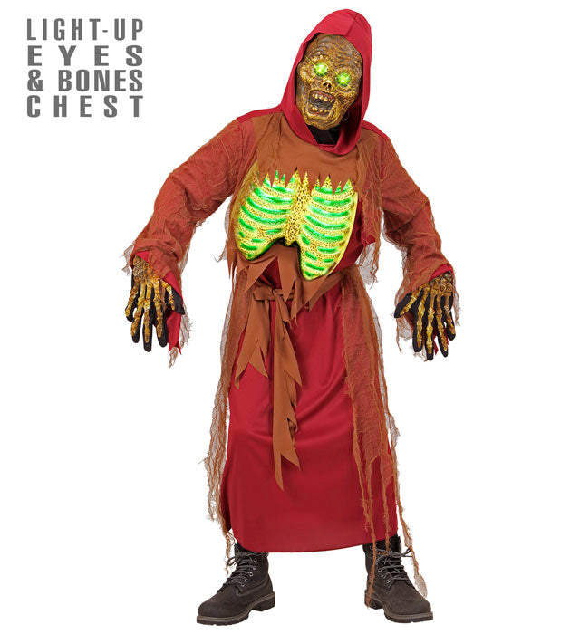 ZOMBIE SKELETON" (HOODED ROBE, BELT, LIGHT-UP MASK & BONES CHEST)