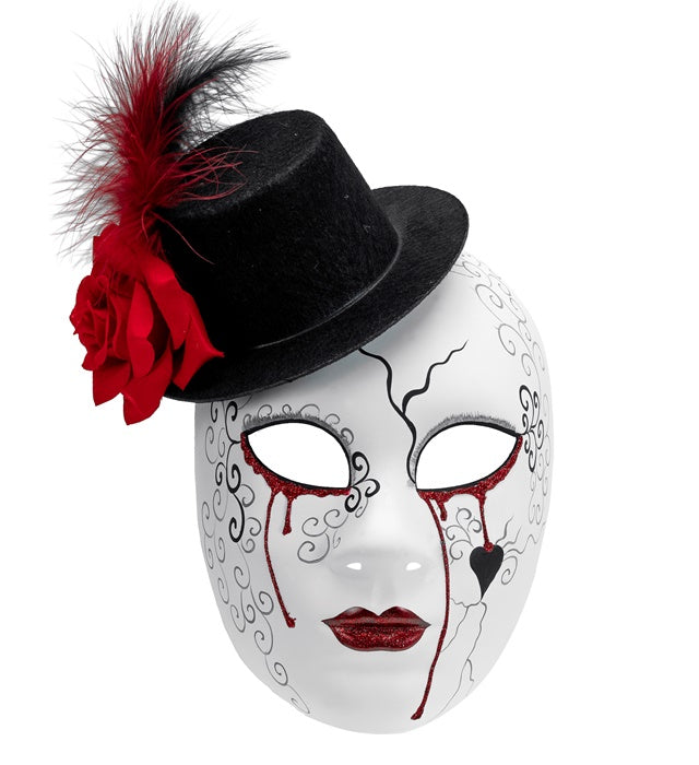 COMMEDIA DELL'ARTE BLEEDING WOMAN MASK WITH HAT