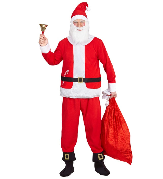 SANTA CLAUS" (JACKET WITH STUFFED BELLY, PANTS WITH BOOT COVERS, HAT WITH BEARD)