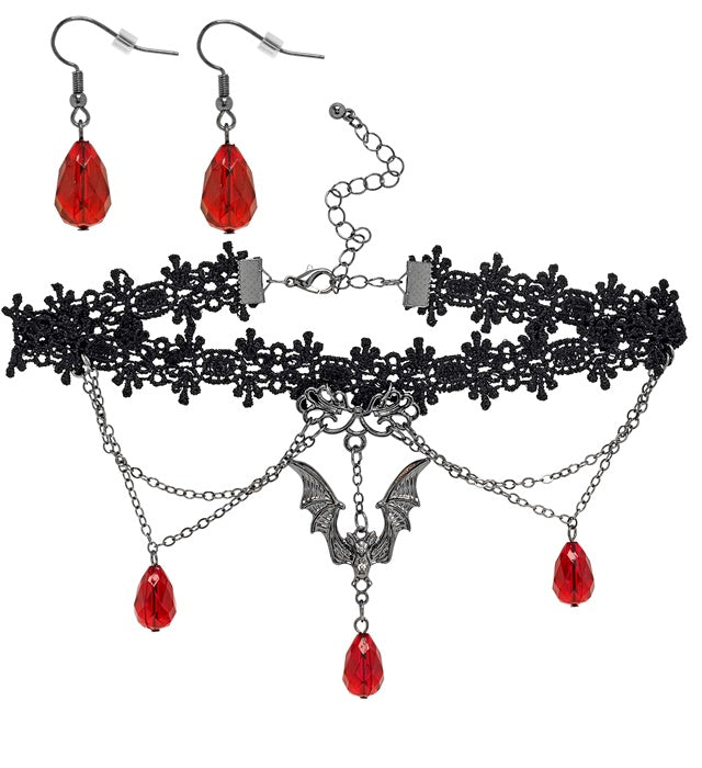 CHOKER & EARRINGS GOTHIC VAMPIRESS