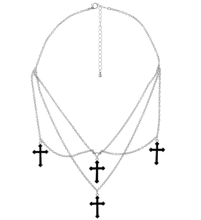 NECKLACE CROSSES BLACK