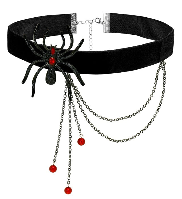 CHOKER SPIDER STRASS RED