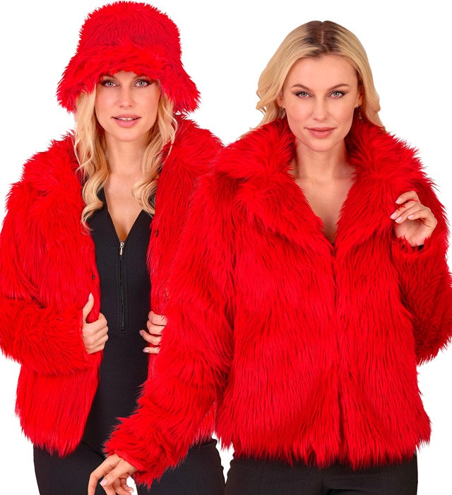 RED PLUSH WOMAN JACKET