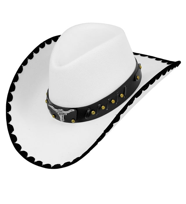 HAT COWBOY BULL FELT WHITE