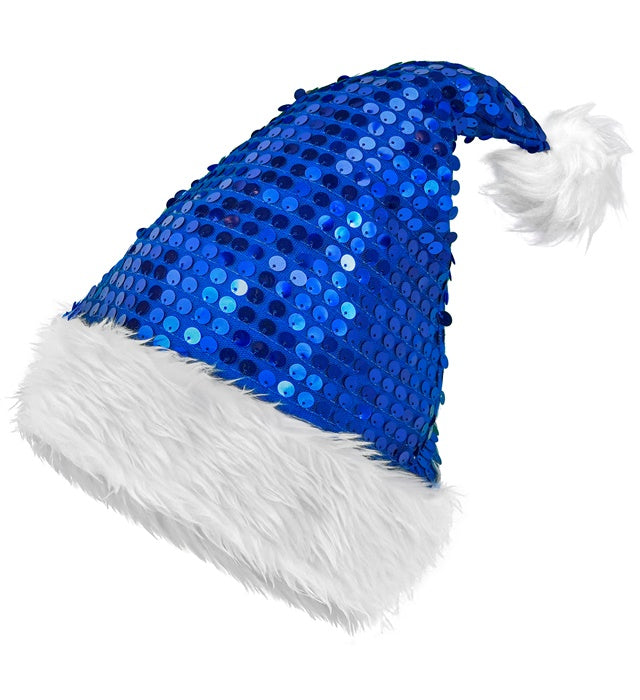 HAT SANTA CLAUS PLUSH & SEQUIN BLUE