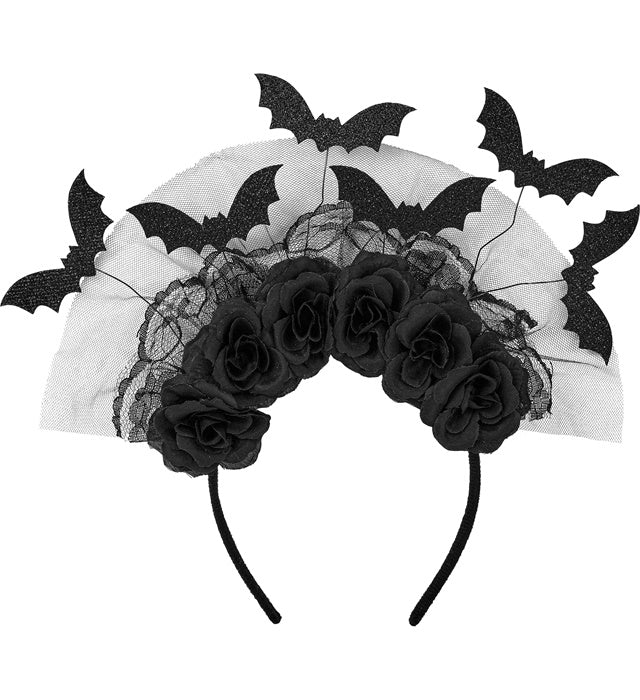 HEADPIECE BATS & BLACK ROSES