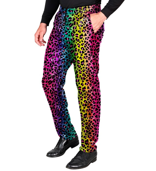 PARTY FASHION PANTS" (RAINBOW ANIMALIER LEOPARD SEQUIN PANTS)