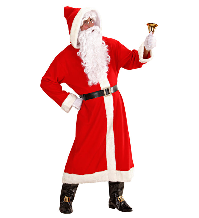 SUPER DELUXE OLD TIME SANTA CLAUS" (HOODED ROBE, BELT, BOOT COVERS WITH BUCKLES, WIG, BEARD WITH MOUSTACHE, EYEBROWS)