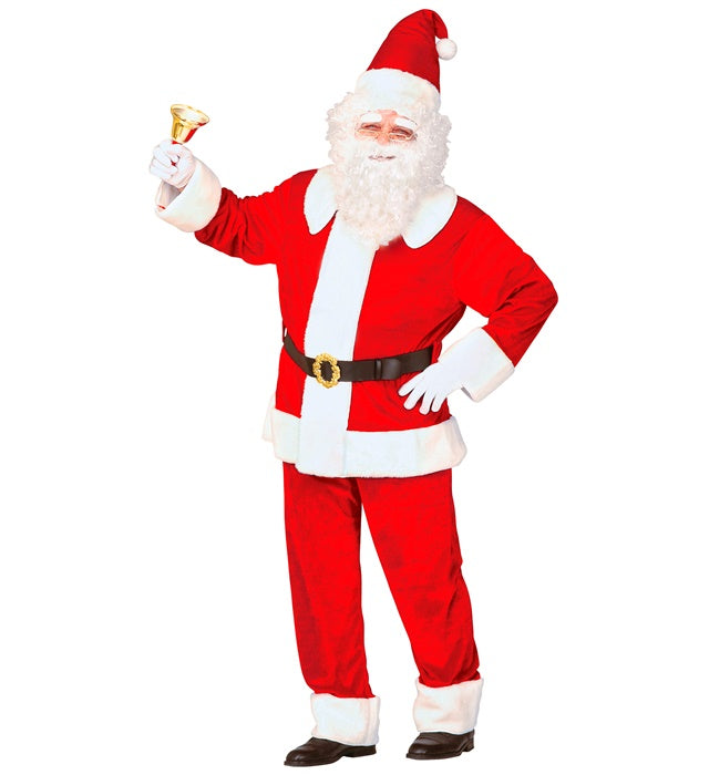 SUPER DELUXE SANTA CLAUS" VELVET (JACKET, PANTS AND HAT WITH PLUSH TRIM, BELT WITH BUCKLE)