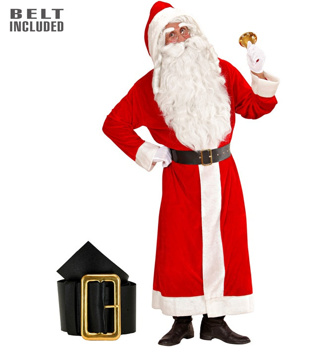 SUPER DELUXE SANTA CLAUS" VELVET (HOODED COAT WITH PLUSH TRIM, BELT WITH BUCKLE)