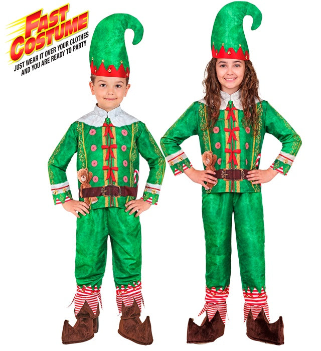 SANTA'S LITTLE HELPER ELF FAST COSTUME" (JACKET, PANTS, HAT)