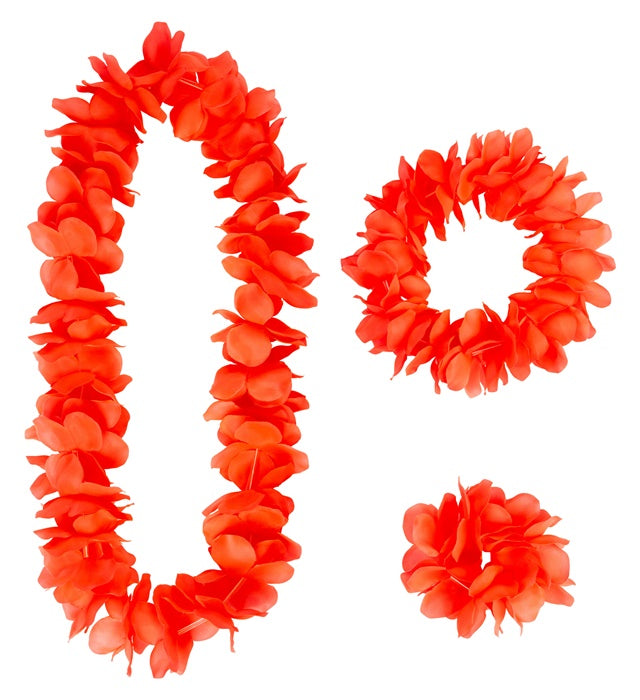 RED HAWAIIAN SET" (LEI, CROWN, BRACELET)
