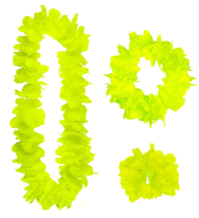 YELLOW HAWAIIAN SET" (LEI, CROWN, BRACELET)