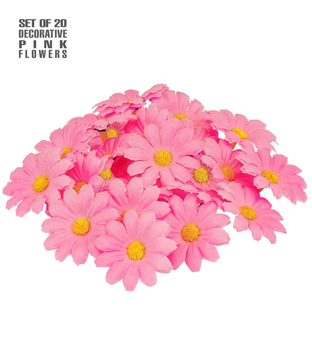 SET OF 20 DECORATIVE PINK FLOWERS