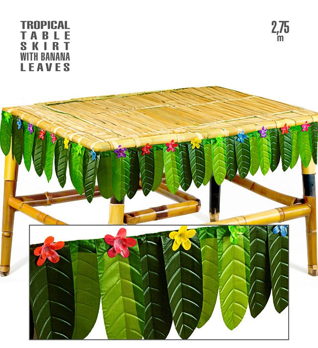 TROPICAL TABLE SKIRT WITH BANANA LEAVES" 2,75 M