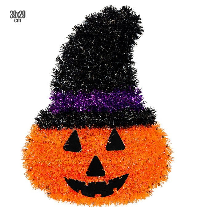 TINSEL PUMPKIN WITH HAT" 39X29 CM