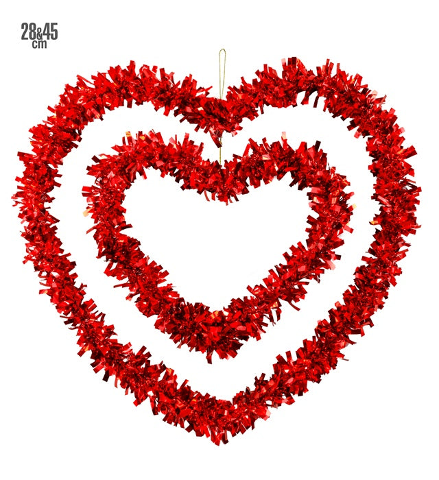 SET OF 2 TINSEL HEARTS" 28 & 45 CM