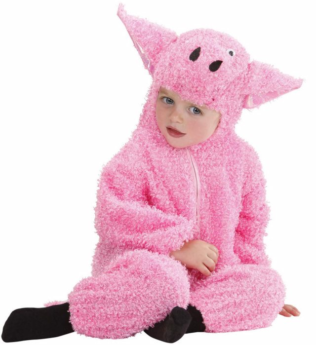 FUZZY PIG" (HOODED JUMPSUIT) 2 SIZES ASS.