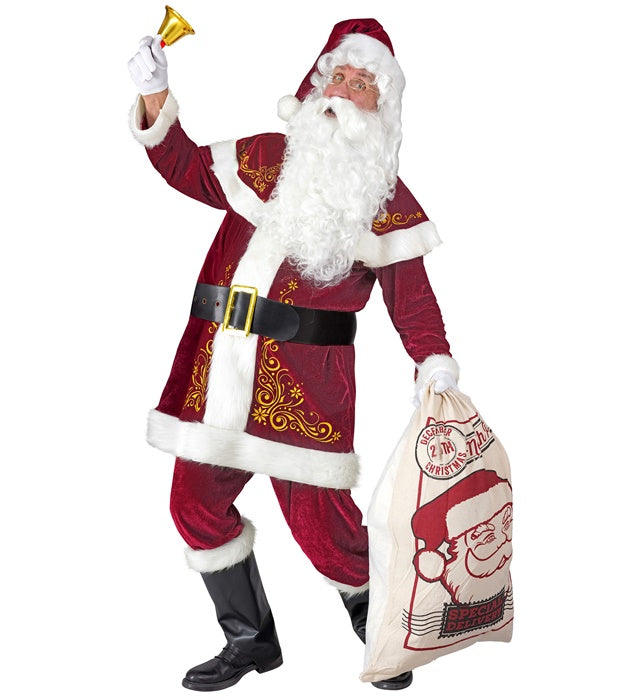SANTA CLAUS" (COAT WITH CAPELET, HAT, PANTS, BELT, BOOT COVERS)