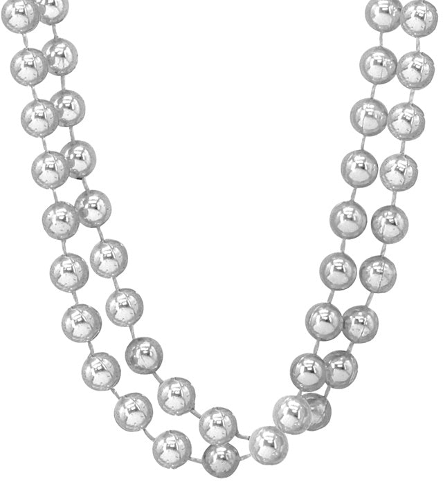 SET OF 2 SILVER BEADED NECKLACES"40 CM