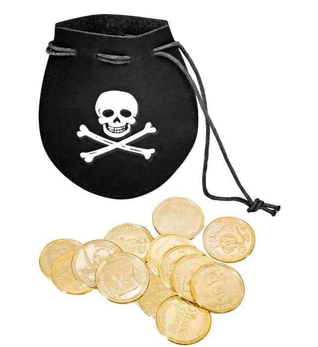 PIRATE POUCH WITH 12 GOLD DOUBLOONS