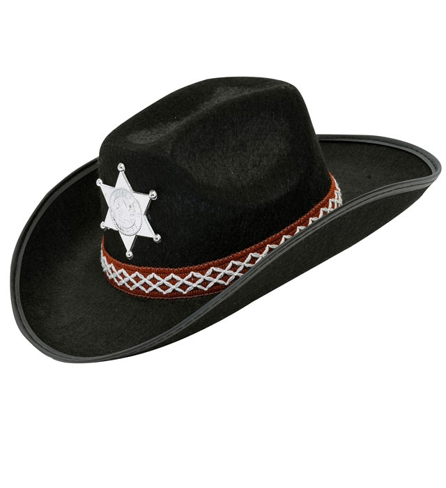 BLACK COWBOY HAT WITH SHERIFF STAR" CHILD SIZE