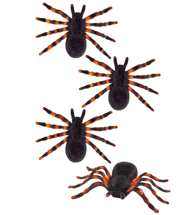 SET OF 4 FLOCKED TARANTULAS" 7 CM