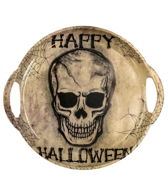 HAPPY HALLOWEEN SKULL TRAY WITH HANDLES" 30 CM