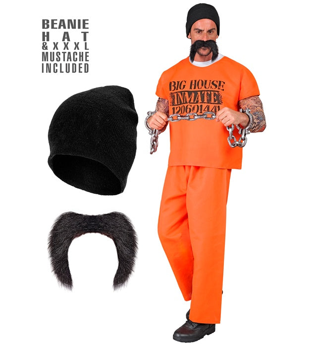INMATE" (SHIRT, PANTS, CAP, MOUSTACHE)