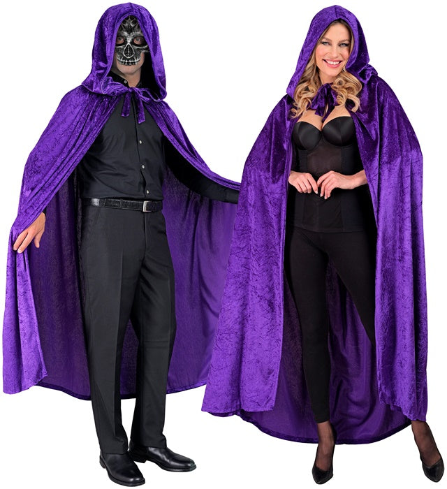 PURPLE VELVET HOODED CAPE" 140 CM