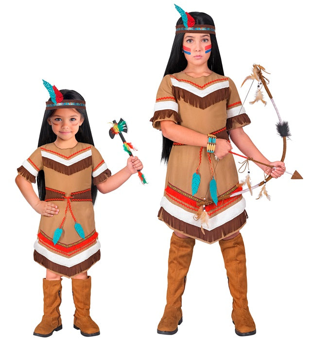 NATIVE INDIAN" (DRESS WITH BELT, HEADBAND WITH FEATHERS)