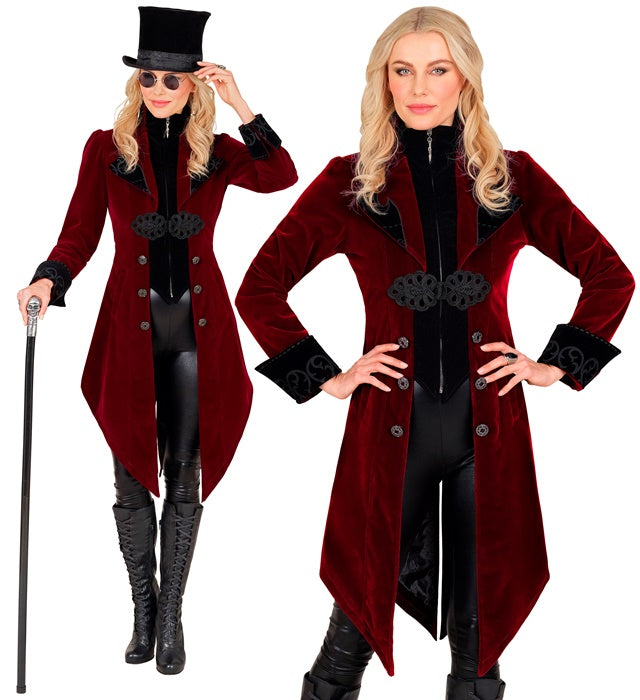 BURGUNDY VELVET GOTHIC COAT