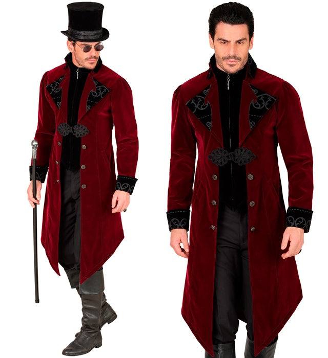 BURGUNDY VELVET GOTHIC COAT