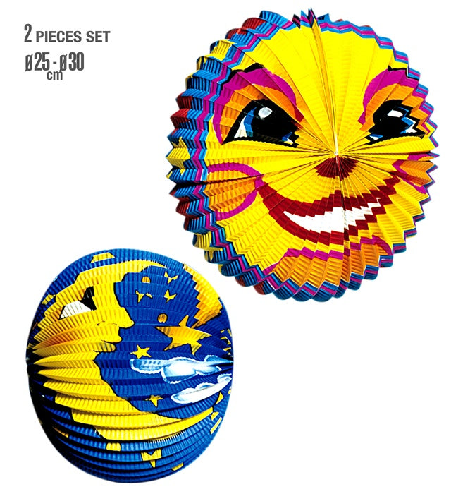 SET OF 2 MOON PAPER LAMPIONS SAINT MARTIN / RIFICOLONA 2STYLES ASS. (GLOBE Ø 25 CM - OVAL Ø 30 CM) (unisex)