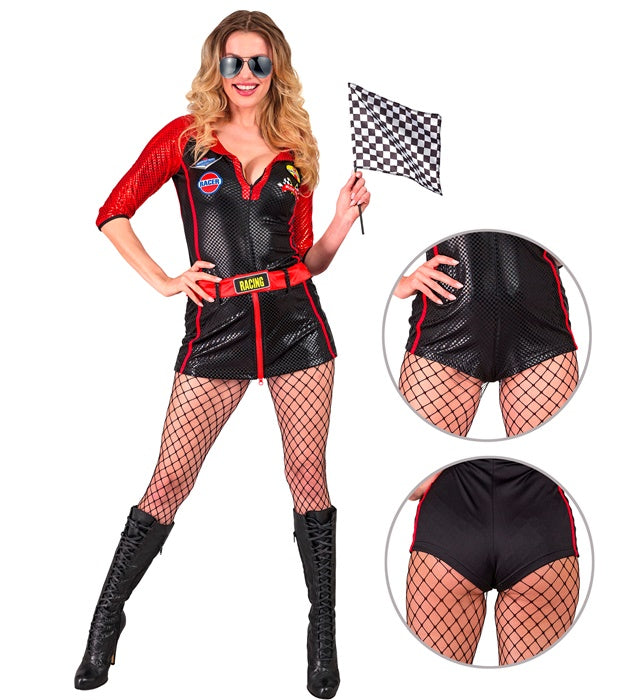 RACE CAR DRIVER" (BOBYSUIT, MINI SKIRT, FLAG)