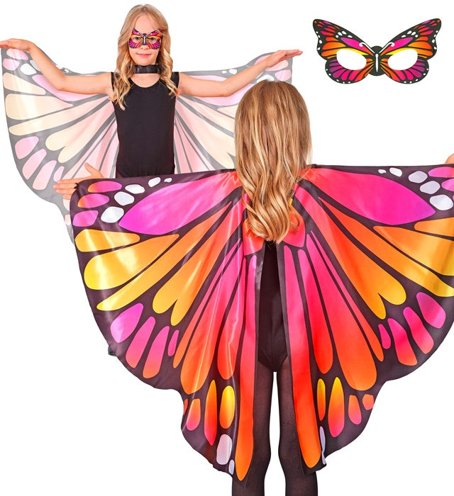 PINK/OCRA BUTTERFLY WINGS & EYEMASK" (WINGS 100X70 CM)