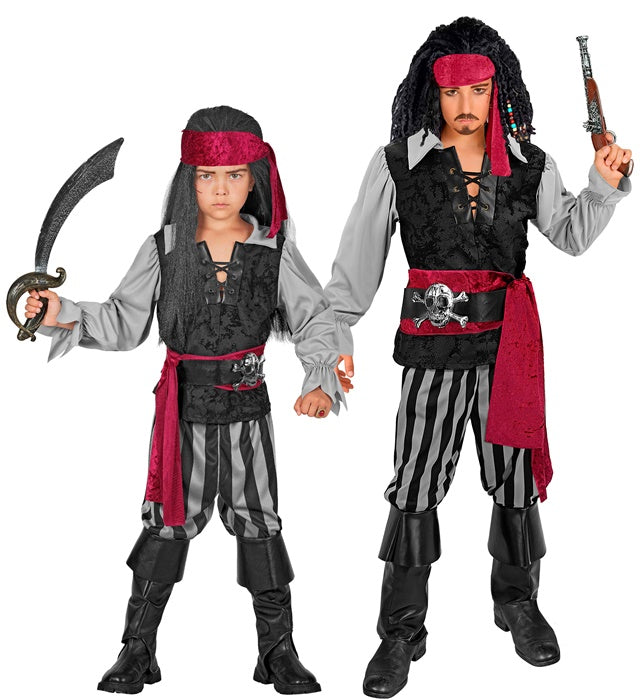 PIRATE" (SHIRT WITH VEST, PANTS, SASH, BELT, HEADBAND, BOOT COVERS)