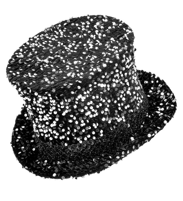 BLACK/SILVER SEQUIN TOP HAT